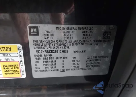 2014 Buick Enclave Leather z USA, uszkodzony, nr VIN 5GAKRBKD3EJ128925